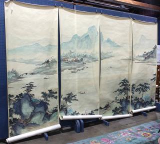 Appraisal: Chinese Paintings Continuous Landscape lot of Chinese painting set of