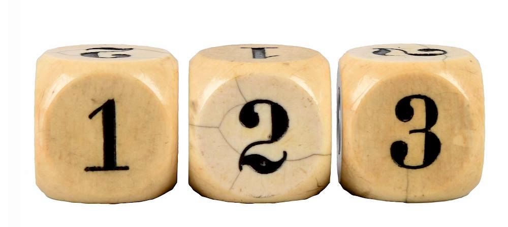 Appraisal: Lot Of Early Ivory Dice Dice show numbers on each