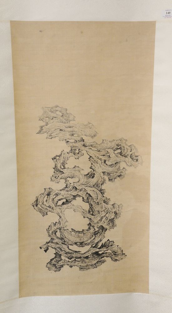 Appraisal: Chinese school scroll Scholars Rock ink painting on canvas x