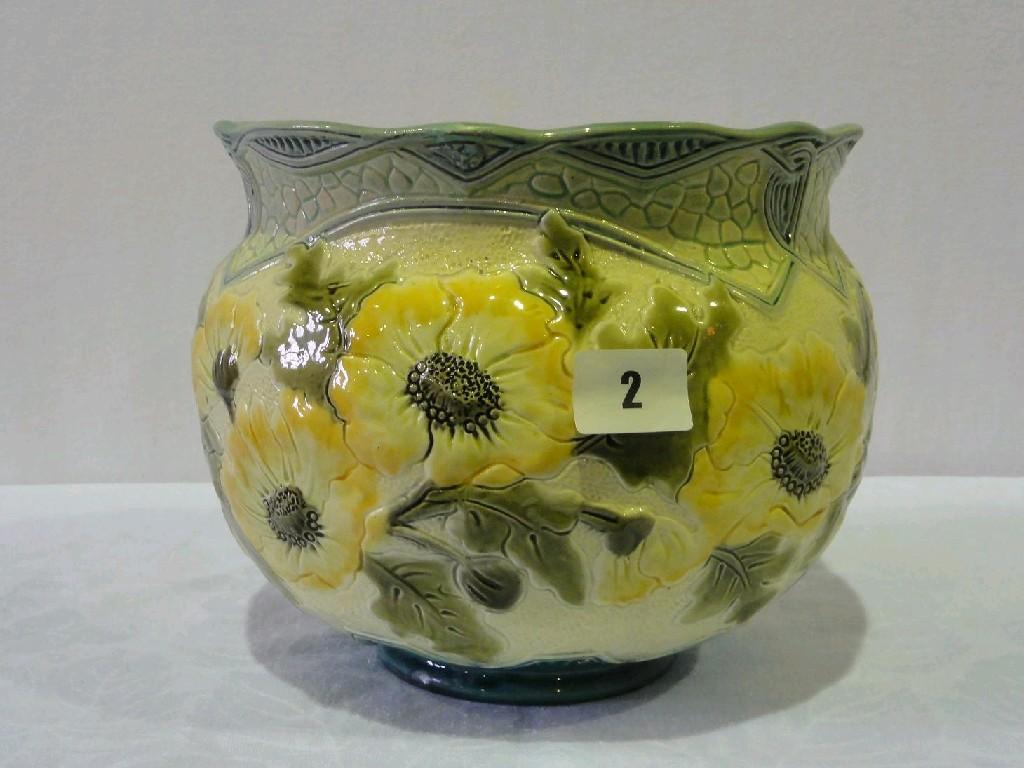 Appraisal: A late th century Bermantofts Faience jardiniere with painted and