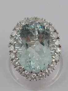 Appraisal: A fine white metal tests carat gold aquamarine and diamond