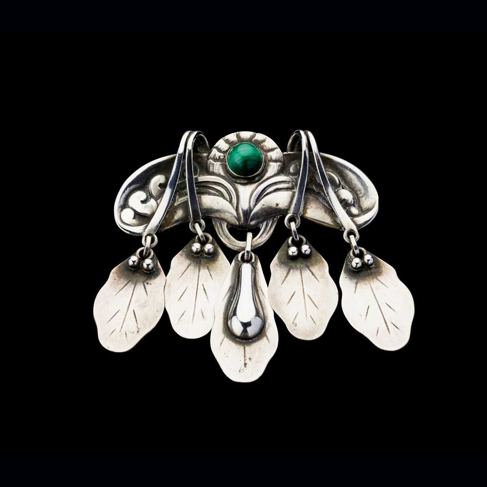 Appraisal: GEORG JENSEN - BROOCH NO CIRCA sterling silver malachite stamped