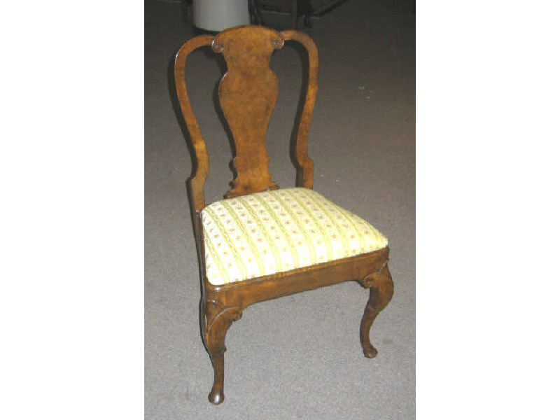 Appraisal: ENGLISH QUEEN ANNE STYLE WALNUT SIDE CHAIR With rolling top