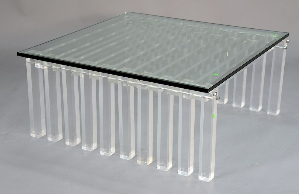 Appraisal: Cityscape style lucite coffee table ht in top x Cityscape