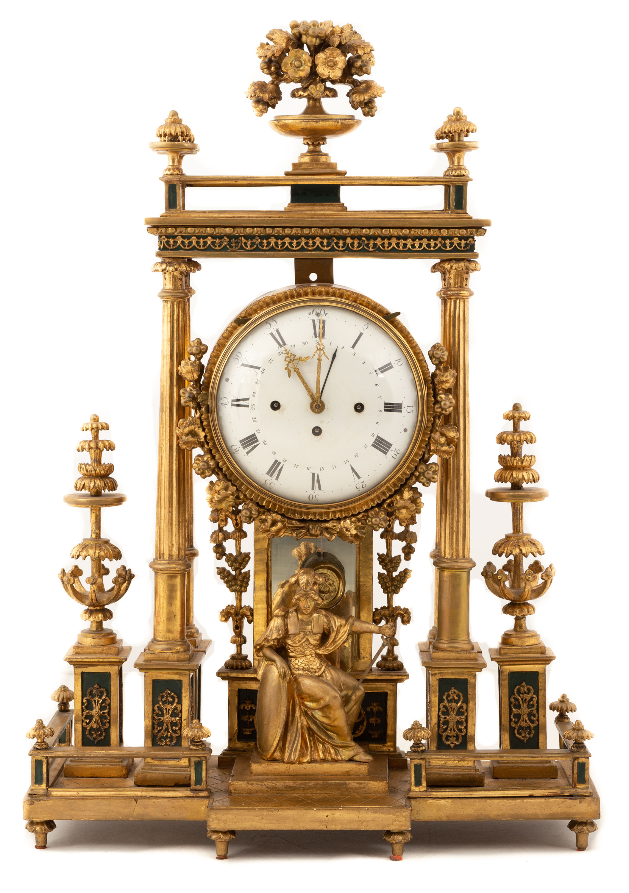 Appraisal: FINE CARVED AND GILTWOOD AUSTRIAN NEO CLASSICAL MANTLE CLOCK Early