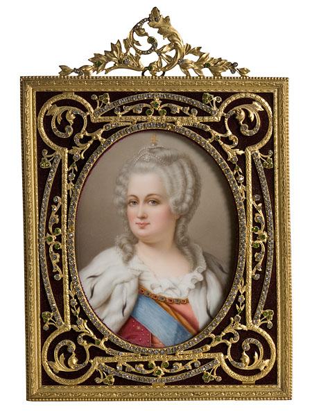 Appraisal: PORCELAIN PLAQUE OF KATHERINE THE GREAT SIGNED WAGNER Continental late