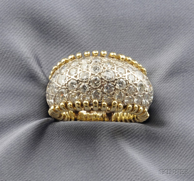 Appraisal: kt Gold and Diamond Ring pave-set with full-cut diamond melee