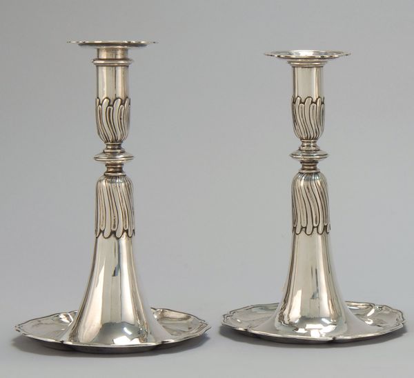 Appraisal: PAIR OF CONTINENTAL SILVER CANDLESTICKS Marked and AP Height Approx