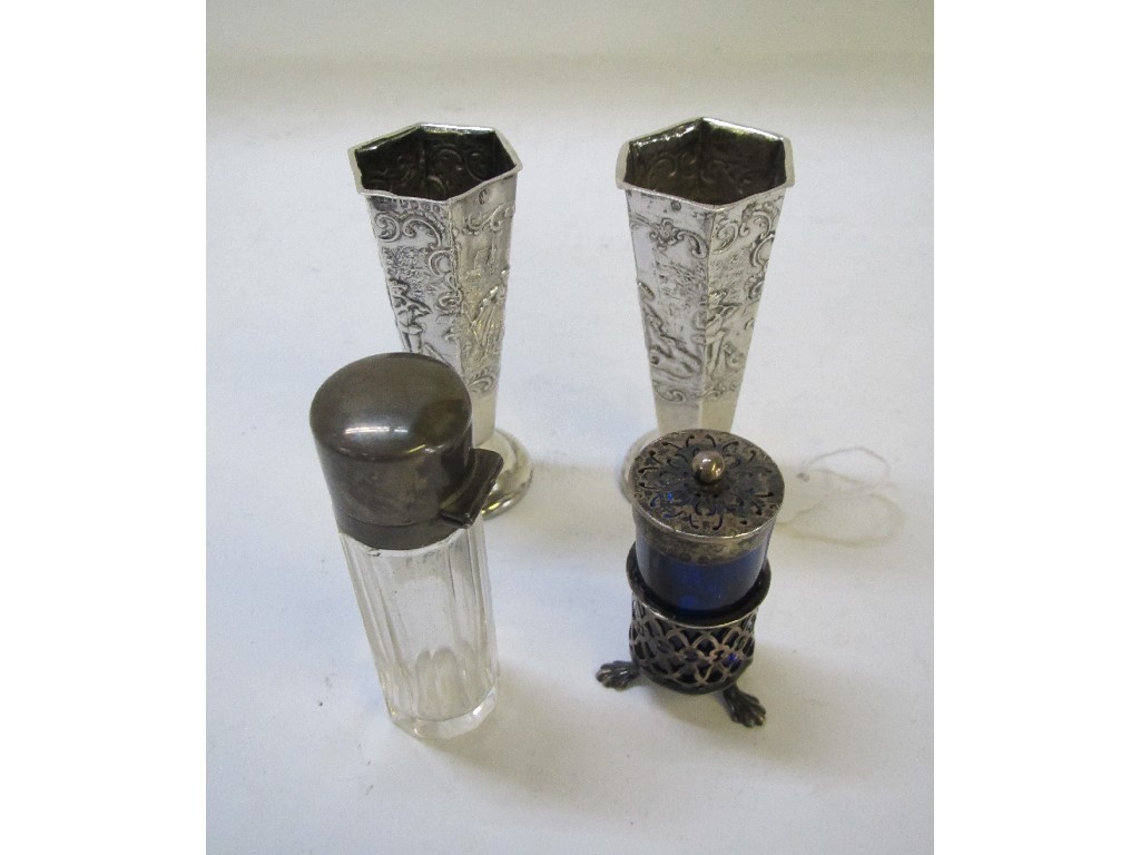 Appraisal: A lot comprising a pair of Continental white metal vases