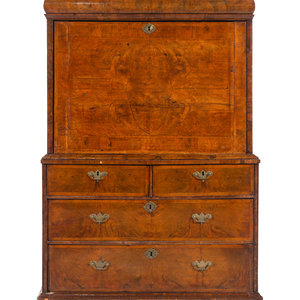 Appraisal: A George I Figured Walnut Secretary Chest Early th Century