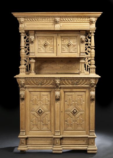 Appraisal: Henri II-Style Oak Cabinet late th century the heavily molded