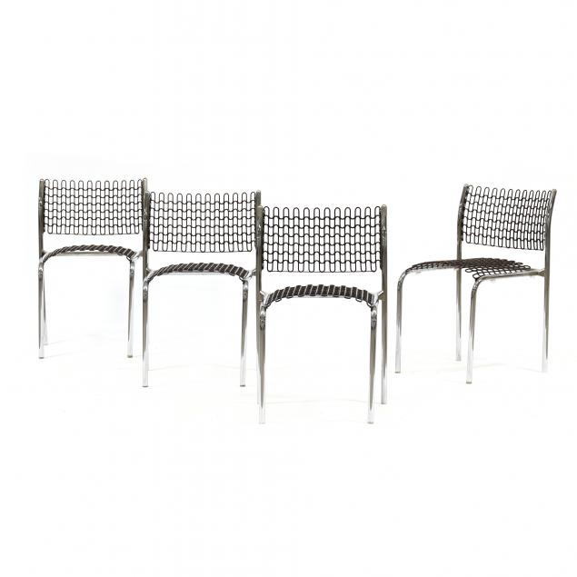 Appraisal: DAVID ROWLAND AMERICAN - FOUR SOF-TECH CHAIRS For Thonet plated