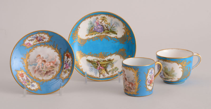 Appraisal: S VRES PORCELAIN ASSEMBLED CUP AND SAUCER AND A LATER