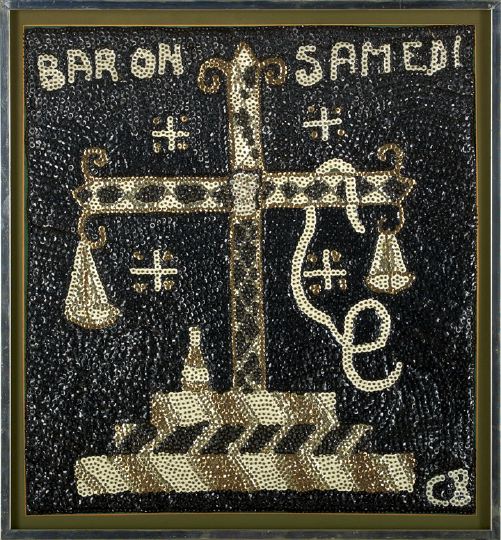 Appraisal: Haitian Sequined Drapeau of Baron Samedi the master of the