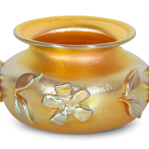 Appraisal: An Art Glass Bowl with Applied Flowers and Leaves Early