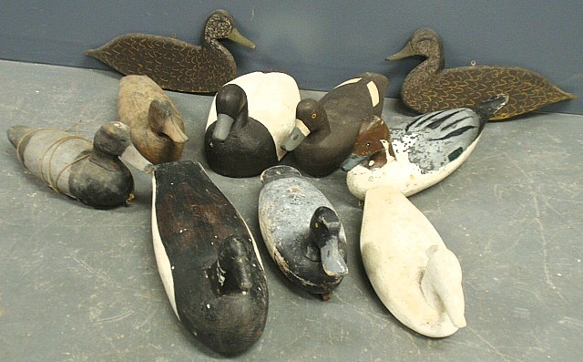 Appraisal: - Ten duck decoys incl some by Reuben C Corlies