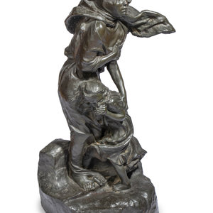 Appraisal: A Large Continental Bronze Figural Group Late th Century Mis