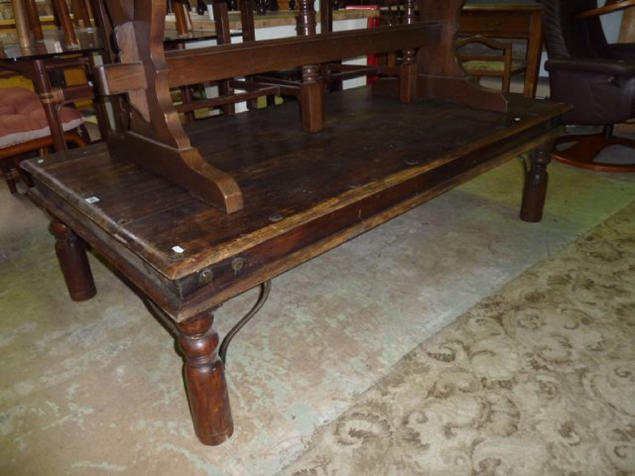 Appraisal: A substantial low Indian hardwood occasional table of rectangular form