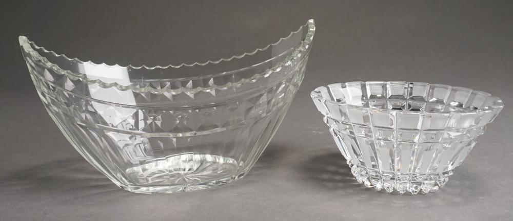 Appraisal: CONTINENTAL CRYSTAL BOWL AND AN ANGLO-IRISH BOAT-SHAPED CRYSTAL BOWL LARGER