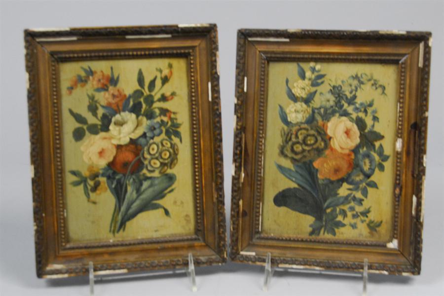 Appraisal: PAIR OF CONTINENTAL SCHOOL DECORATIVE FLORAL STILL LIFE PAINTINGS ON