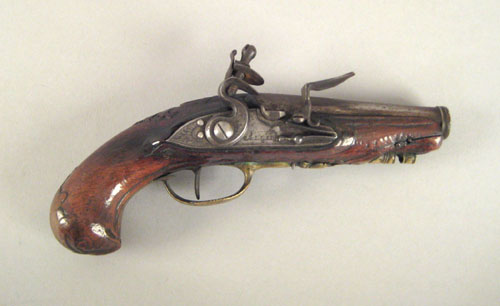 Appraisal: European flintlock pocket pistol marked Allary on lock approx caliber