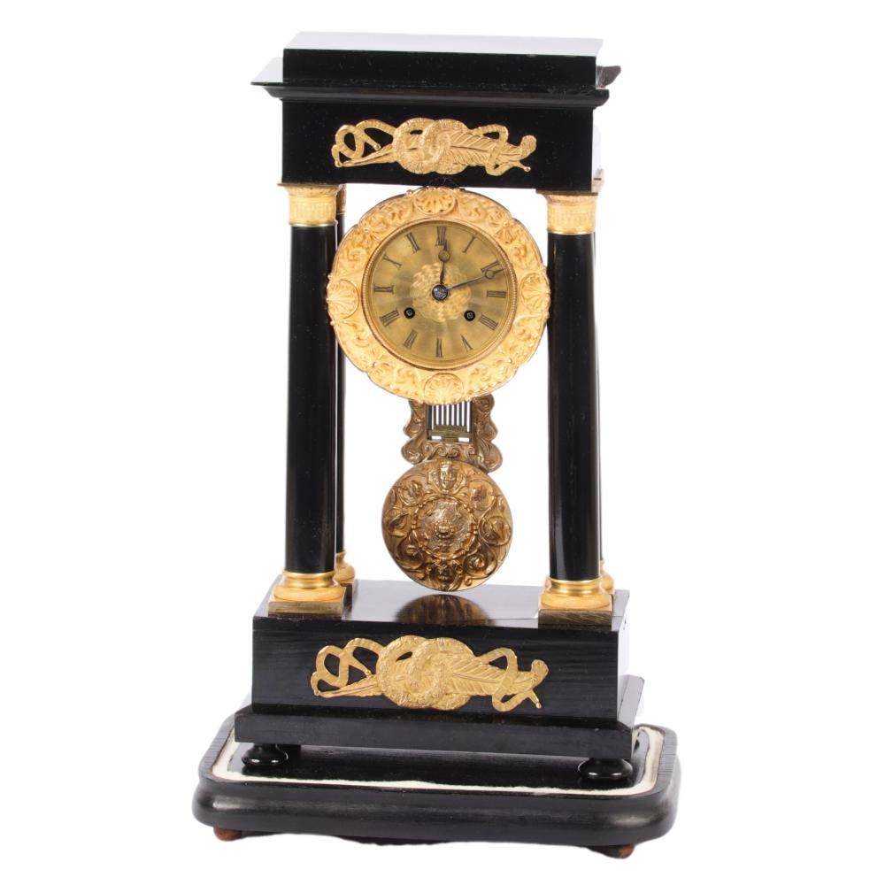 Appraisal: ANTIQUE LOUIS PHILIPPE FRENCH EMPIRE EBONIZED PORTICO CLOCK TH CENTURY