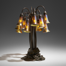 Appraisal: Tiffany Studios TWELVE-LIGHT LILY TABLE LAMP USA c patinated bronze