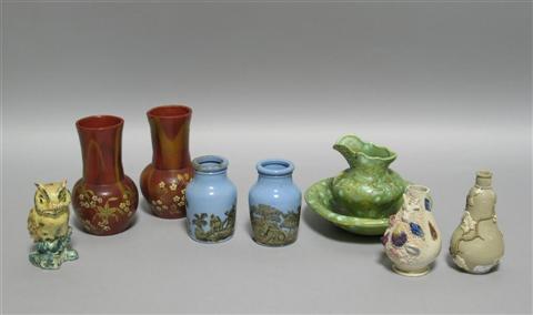 Appraisal: GROUP OF SMALL POTTERY OBJECTS Including a small Great Plains