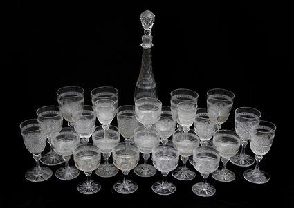 Appraisal: ANGLO IRISH CUT AND ENGRAVED ARMORIAL GLASS TWENTY-SIX PIECE PART