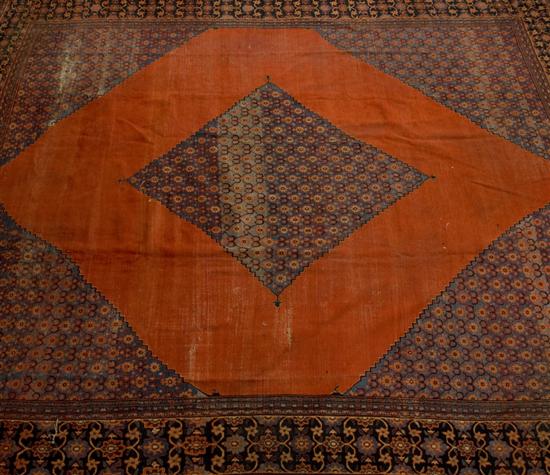 Appraisal: Antique Persian Khorajan room size rug Late th century Blue