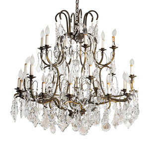 Appraisal: A Louis XV Style Patinated Metal Twenty-Four-Light Chandelier TH CENTURY