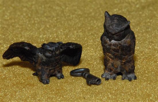 Appraisal: TWO AUSTRIAN BRONZE OWLS largest in height