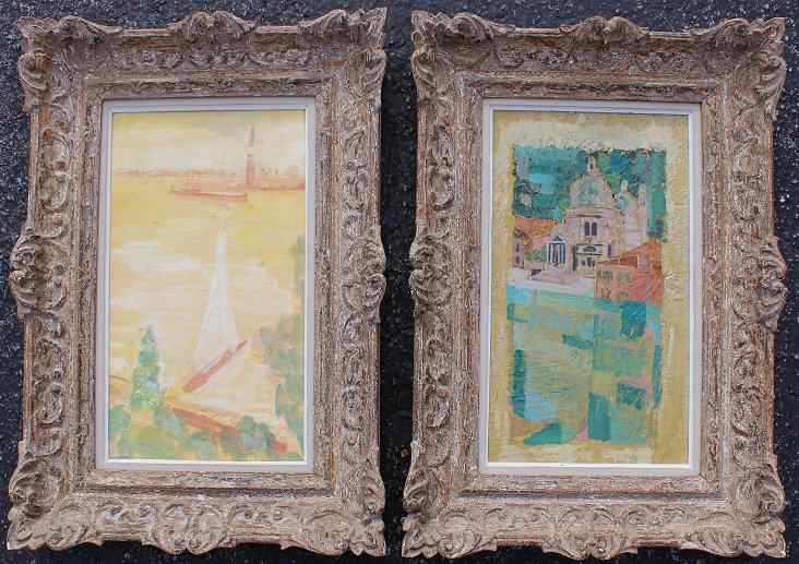 Appraisal: WILMET Georges American th Century Pair of Venetian Canal Scenes