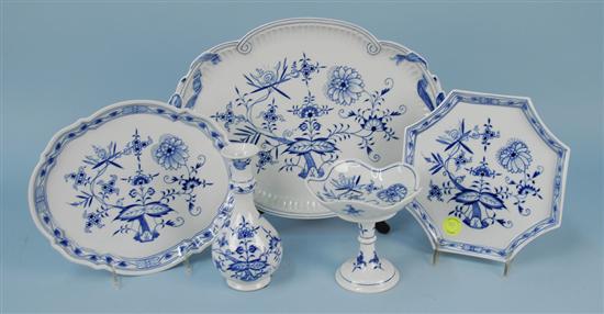 Appraisal: COLLECTION OF FIVE PIECES OF MEISSEN BLUE AND WHITE ANNIVERSARY