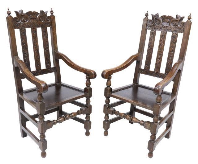 Appraisal: lot of English oak armchairs early th c each with