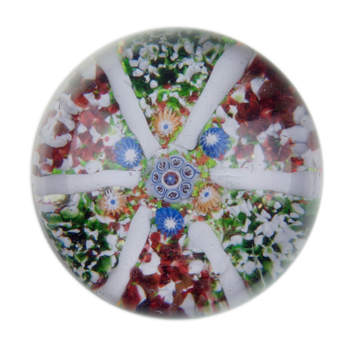 Appraisal: UNUSUAL ST LOUIS MILLEFIORI PANELED JASPER GROUND WEIGHT NINETEENTH CENTURY