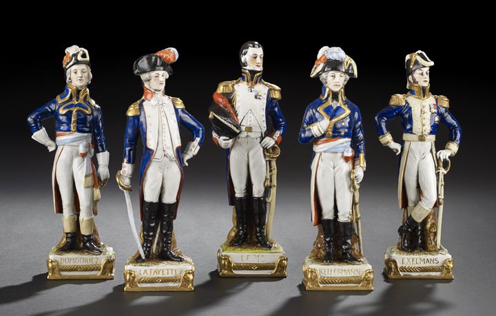 Appraisal: Set of Five Scheibe-Alsbach Porcelain Figures of French Military Notables