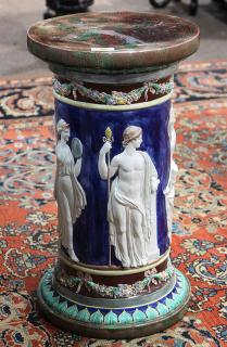 Appraisal: English Copeland majolica pedestal English Copeland majolica pedestal having a