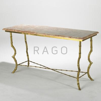 Appraisal: FRENCH Console s Solid brass and marble Unmarked x x