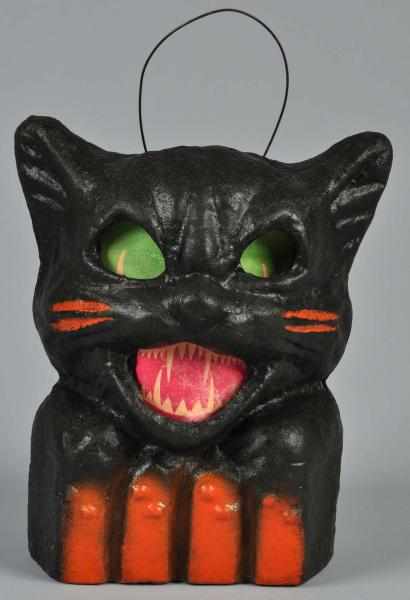 Appraisal: American Pulp Black Cat on Fence Jack-O-Lantern Description Original paper