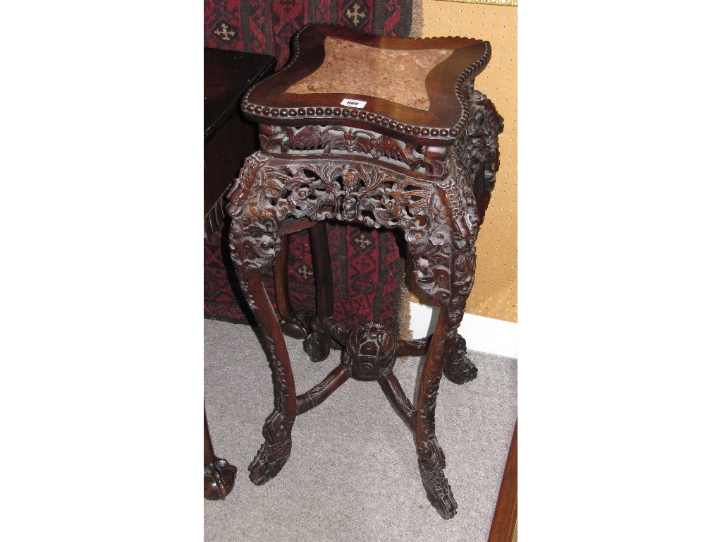 Appraisal: Chinese hardwood plant stand with marble top