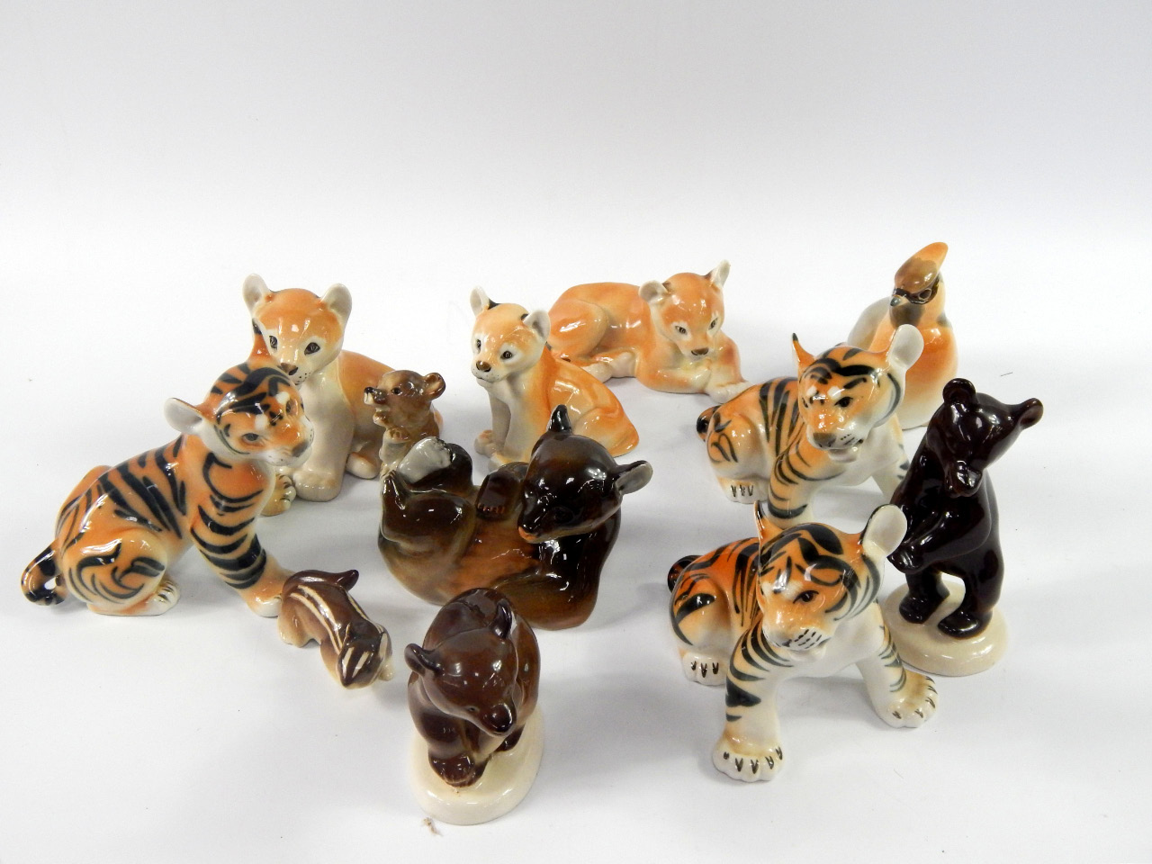 Appraisal: A group of Lomonosov porcelain figures of tiger bears and