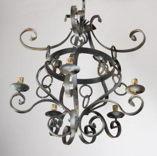 Appraisal: Early th c French wrought iron chandelier Early th century