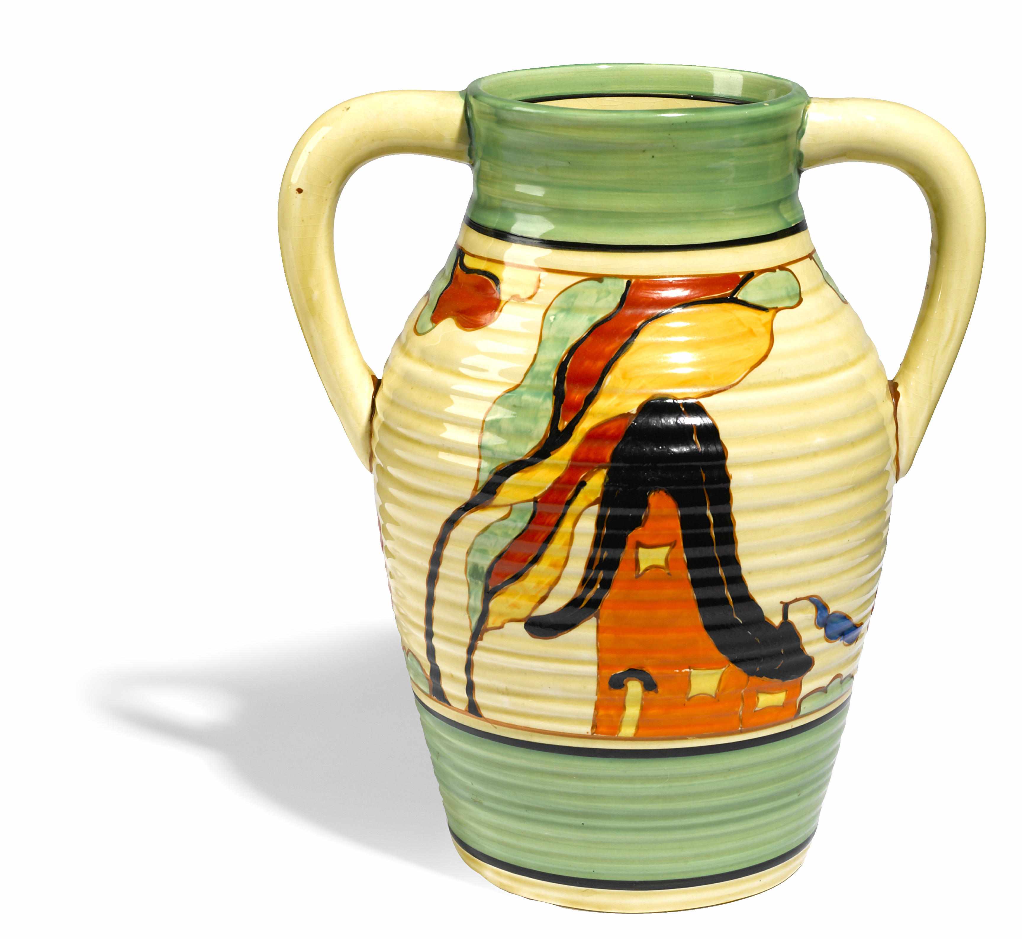 Appraisal: A Clarice Cliff two-handled Isis Jug in the Orange House