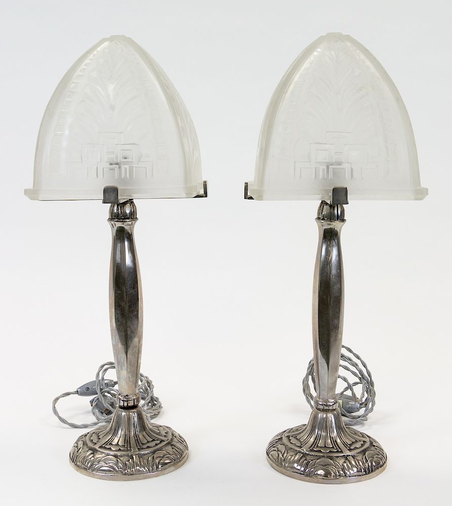 Appraisal: A PAIR OF ART DECO BEDSIDE LAMPS CIRCA S A