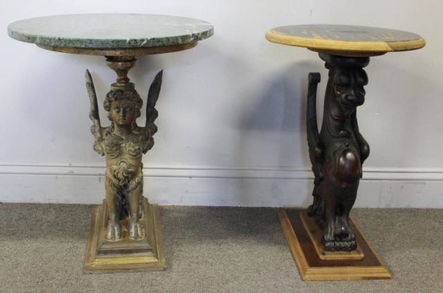 Appraisal: End Table Lot Including Sphinx Side Table Together with a