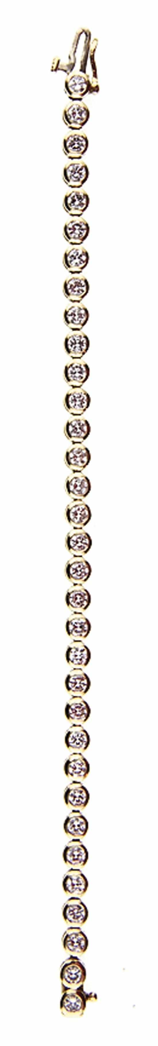 Appraisal: Diamond and gold bracelet thirty-three round bezel-set diamonds approximately ctw