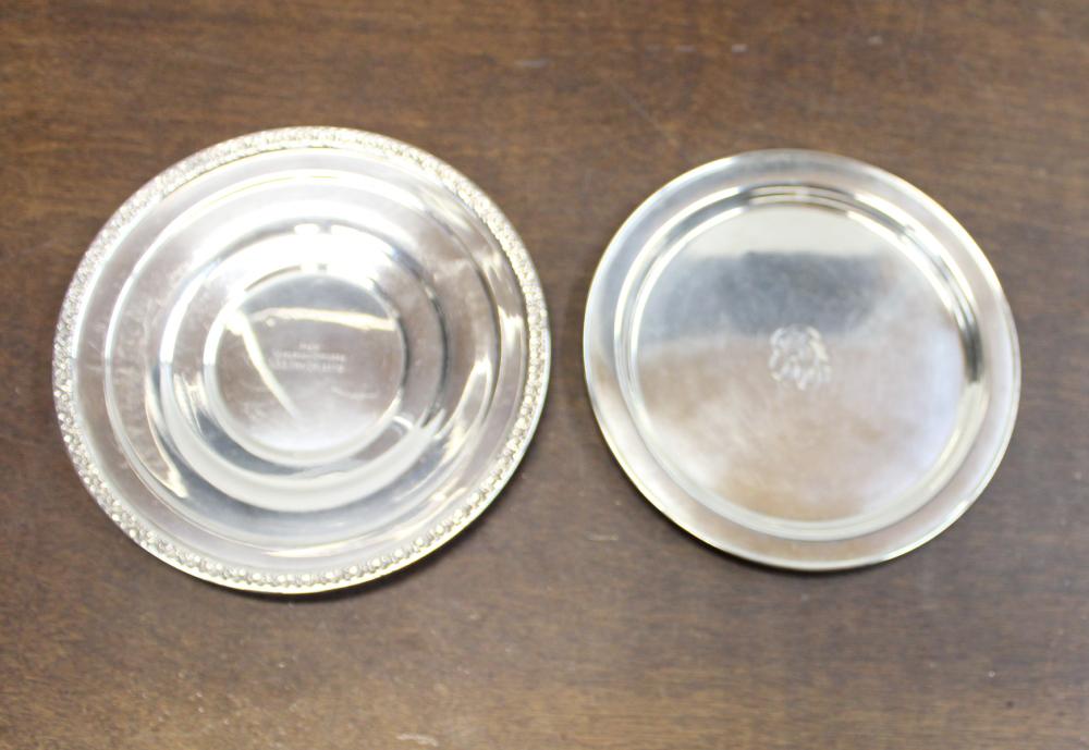 Appraisal: TWO STERLING SILVER TRAYS both of circular form one by