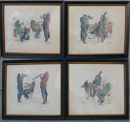 Appraisal: MEIERSDORF Leo German American - Jazz Motif Watercolors ''hot licks''