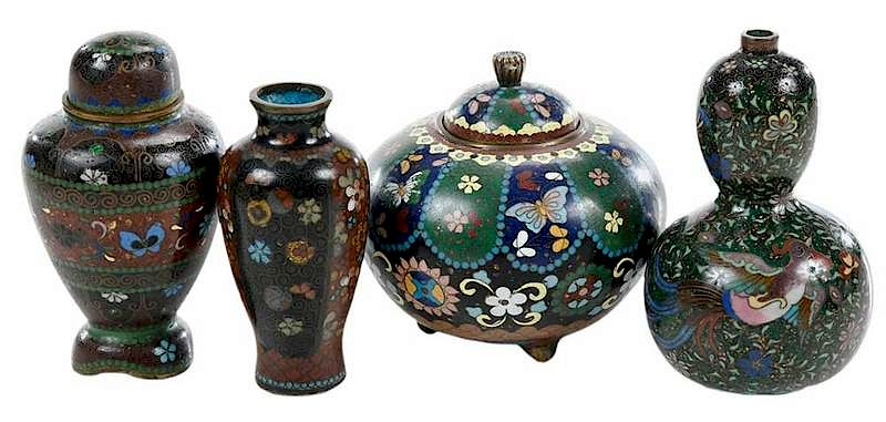 Appraisal: Four Miniature Chinese Cloisonne Vases th century of varying forms